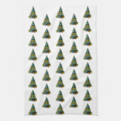 kerstboomfeestdag Waterverf Theedoek (Verticaal)