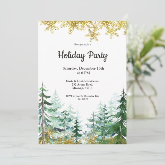 kerstboomfeestdag winteruitnodiging kaart (Staand voorkant)