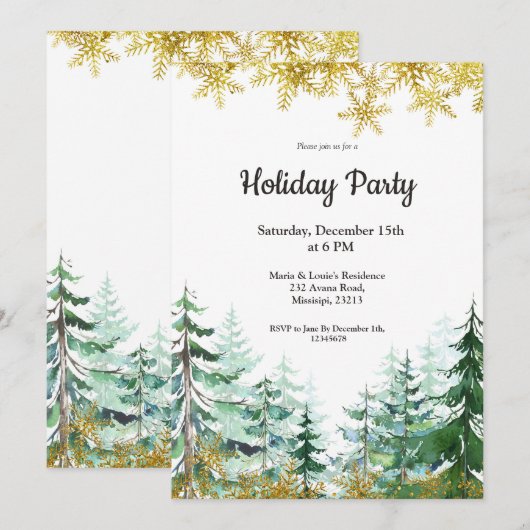 kerstboomfeestdag winteruitnodiging kaart (Voorkant / Achterkant)