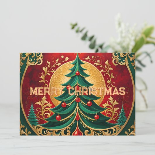 kerstboomfeestkaart feestdagenkaart (Staand voorkant)