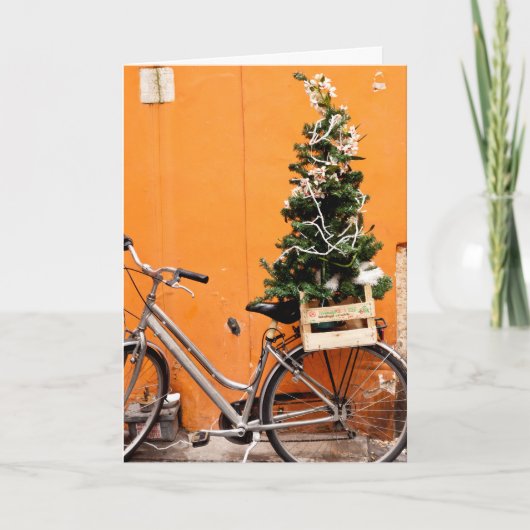 kerstboomfiets feestdagen kaart (Voorkant)