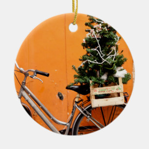 kerstboomfiets keramisch ornament