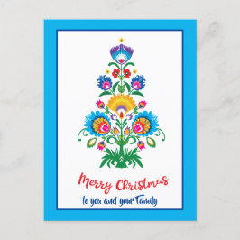 🎄 kerstboomfolklore blue Holiday Briefkaart