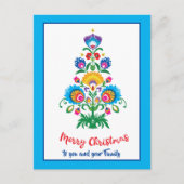 🎄 kerstboomfolklore blue Holiday Briefkaart (Voorkant)