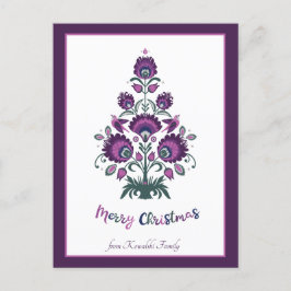 🎄 kerstboomfolklore [paars, grijs] paars feestdagenkaart