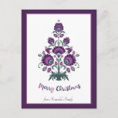 🎄 kerstboomfolklore [paars, grijs] paars feestdagenkaart (Voorkant)
