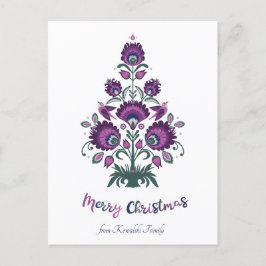 🎄 kerstboomfolklore [paars, grijs] wit Ho Feestdagenkaart