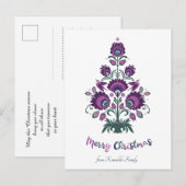 🎄 kerstboomfolklore [paars, grijs] wit Ho Feestdagenkaart (Voorkant / Achterkant)