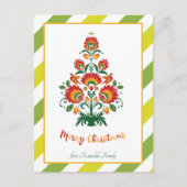 🎄 kerstboomfolklore [rood, geel] op staven feestdagenkaart (Voorkant)