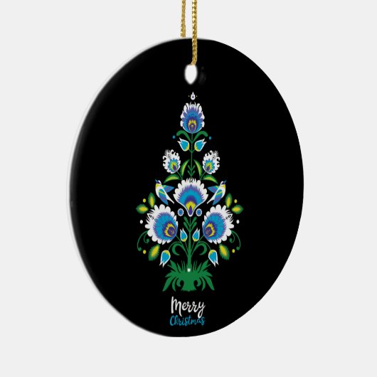🎄 kerstboomfolklore [wit, blauw] keramisch ornament (Rechts)