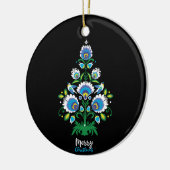 🎄 kerstboomfolklore [wit, blauw] keramisch ornament (Links)