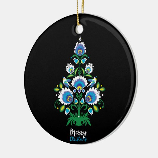 🎄 kerstboomfolklore [wit, blauw] keramisch ornament (Links)