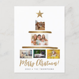 kerstboomfoto Collage Gold star Feestdagenkaart