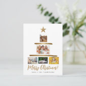 kerstboomfoto Collage Gold star Feestdagenkaart (Staand voorkant)