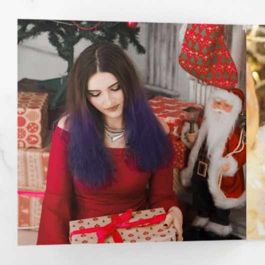 kerstboomfoto op maat drieluik wenskaart (Binnenzijde eerst)