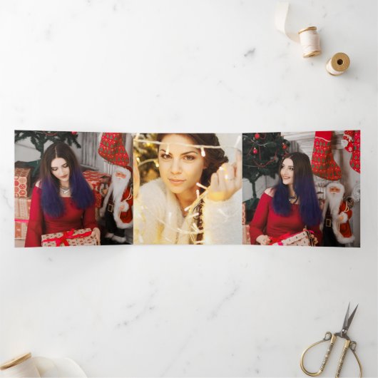 kerstboomfoto op maat drieluik wenskaart (Binnen)