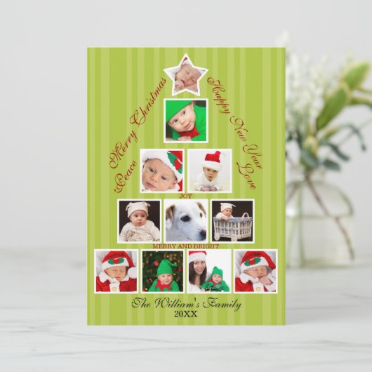 kerstboomfotocollage-feestdag feestdagenkaart (Staand voorkant)