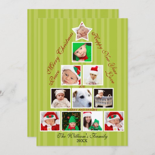 kerstboomfotocollage-feestdag feestdagenkaart (Voorkant / Achterkant)