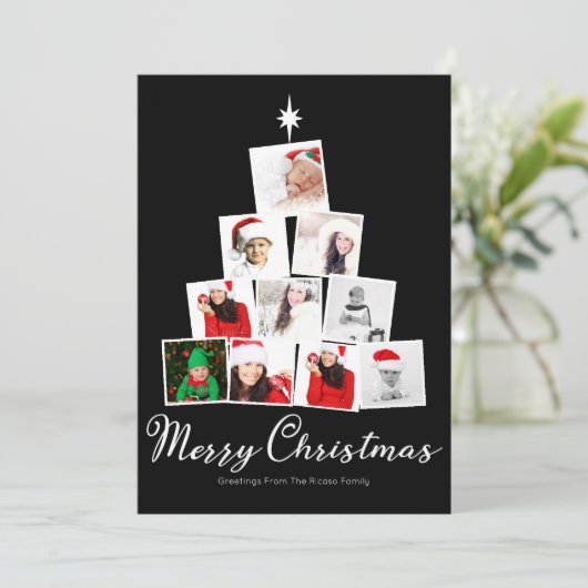 kerstboomfotocollage, speciaal gepersonaliseerd feestdagenkaart (Staand voorkant)
