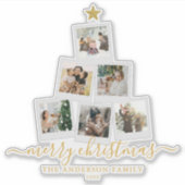 kerstboomfotocollage sticker (Voorkant)