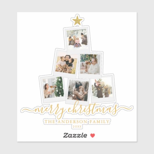 kerstboomfotocollage sticker (Vel)
