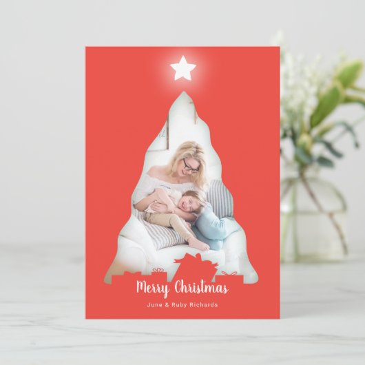 kerstboomfotokaart kaart (Staand voorkant)