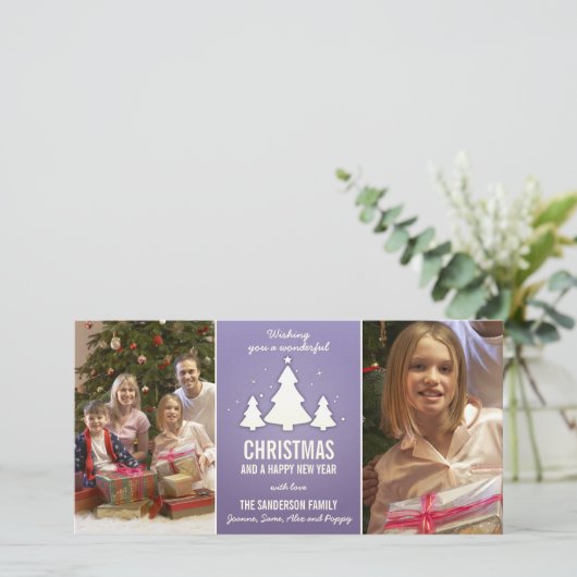 kerstboomfotokaart | Twee foto's Feestdagenkaart (Staand voorkant)