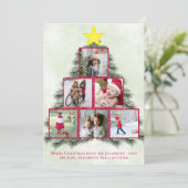 kerstboomfoto's Collage Cute Festive Feestdagenkaart (Staand voorkant)