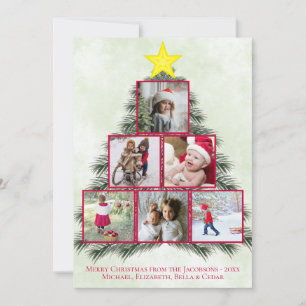 kerstboomfoto's Collage Cute Festive Feestdagenkaart