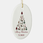  kerstboomfoto's Rood script Cera Keramisch Ornament (Rechts)