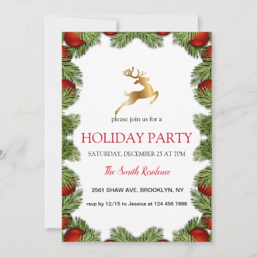 Kerstboomframe, gouden rendier kaart (Voorkant)