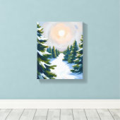 Kerstboomgaard Aquarel Canvas Afdruk (Insitu (Houten vloer))