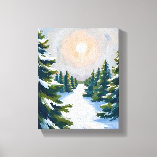 Kerstboomgaard Aquarel Canvas Afdruk (Voorkant)