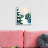 Kerstboomgaard Aquarel Canvas Afdruk (Insitu (Woonkamer))