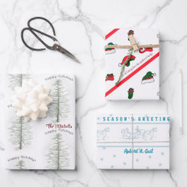 kerstboomgaard Elf Sleigh Horse Holiday Aangepast Inpakpapier Vel