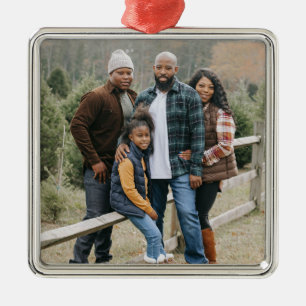 Kerstboomgaard familiefoto metalen ornament