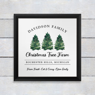 Kerstboomgaard met naaldboomfamilie poster