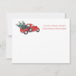Kerstboomgaard met Oude Rode Truck Notitiekaartje