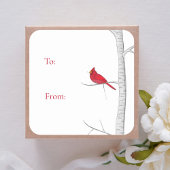 kerstboomgaard met rode kardinaal-winterboom vierkante sticker