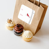 kerstboomgaard met rode kardinaal-winterboom vierkante sticker