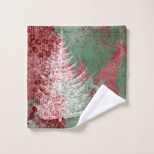 kerstboomgaard | Rode groene en witte XMas-boom Bad Handdoek (Wasdoekje)