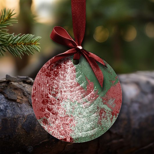 kerstboomgaard | Rode groene en witte XMas-boom Keramisch Ornament