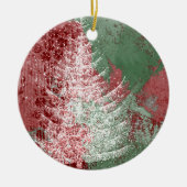 kerstboomgaard | Rode groene en witte XMas-boom Keramisch Ornament (Voorkant)