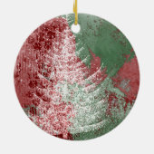 kerstboomgaard | Rode groene en witte XMas-boom Keramisch Ornament (Achterkant)