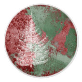 kerstboomgaard | Rode groene en witte XMas-boom Keramische Knop (Voorkant)