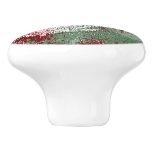 kerstboomgaard | Rode groene en witte XMas-boom Keramische Knop (Zijkant)