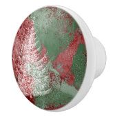 kerstboomgaard | Rode groene en witte XMas-boom Keramische Knop (Rechts)