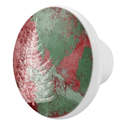 kerstboomgaard | Rode groene en witte XMas-boom Keramische Knop (Rechts)