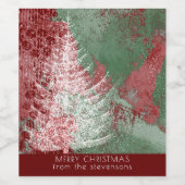 kerstboomgaard | Rode groene en witte XMas-boom Wijn Etiket (Enkel label)