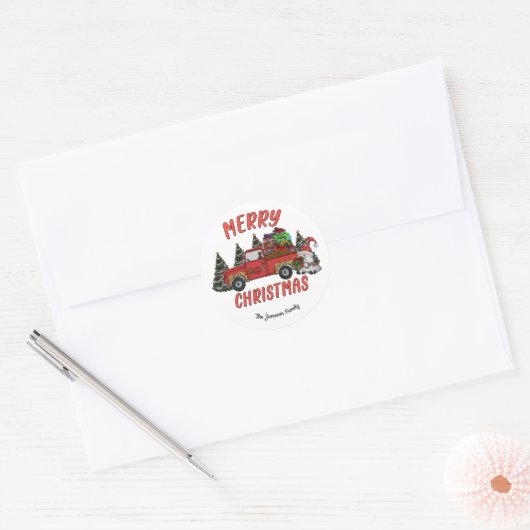 kerstboomgaard ronde sticker (Envelop)